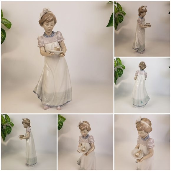 Lladro Art Lladro Porcelain Girl With Cake Mint Condition In